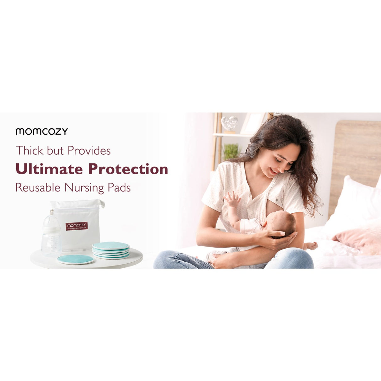 Momcozy Natural Reusable Nursing Pads 14-Pack Thick