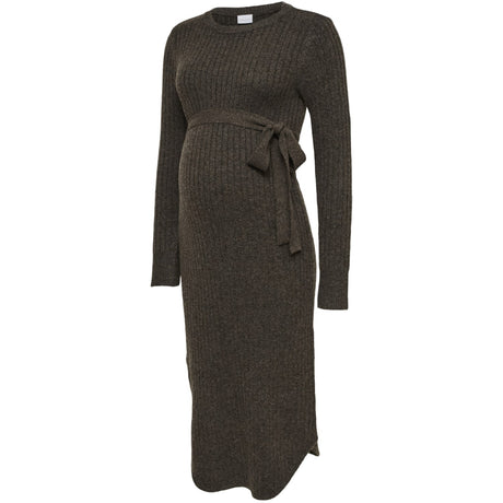 Mama;licious Hot Fudge Melange Mlelin L/S Knit Midi Dress