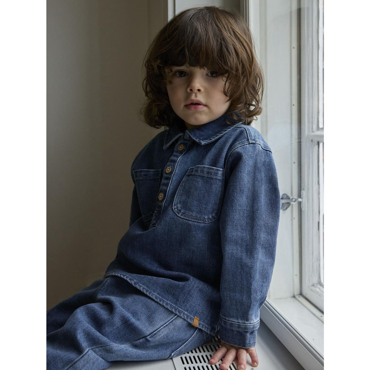 Lil'Atelier Dark Blue Denim Nmmobello Ls Loose Overshirt 1144-Se Lil
