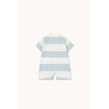 TinyCottons Washed Blue Stripes Knit Polo One-Piece