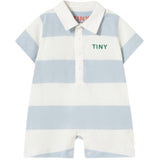 TinyCottons Washed Blue Stripes Knit Polo One-Piece