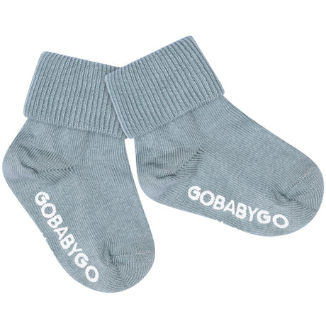 Gobabygo Dusty Blue Non Slip Socks Organic Cotton