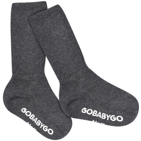 Gobabygo Dark Grey Melange Non Slip Socks Organic Cotton