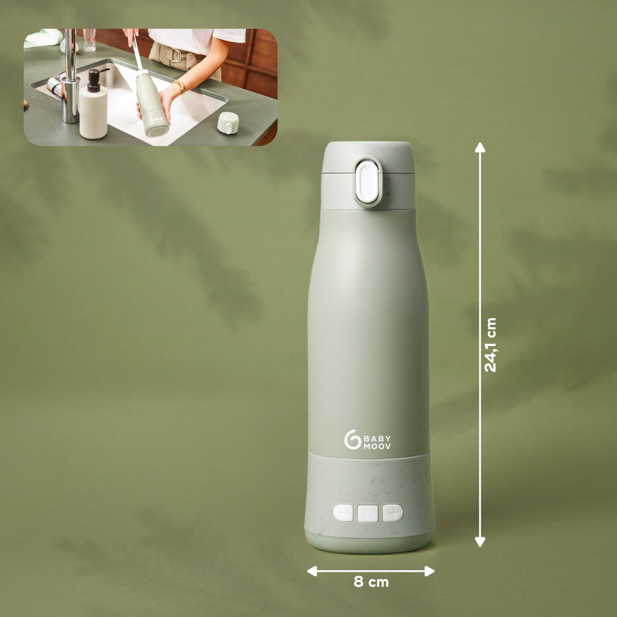 Babymoov Sage Green Moov & Feed Autonomous Bottle Warmer