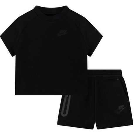NIKE Black Tech Fleece Tee Shorts Set