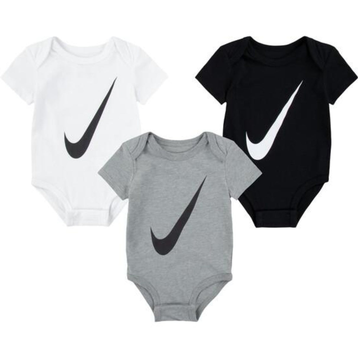 NIKE White Swoosh 3-Pack S/S Bodysuit
