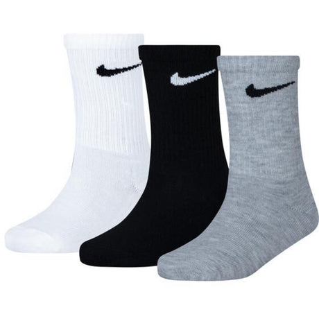 NIKE White/Dark Gray Heather Basic Crew 3-Pack Socks