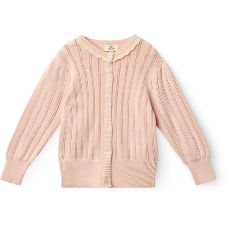 COPENHAGEN COLORS Dusty Rose Comb. Knitted Pointelle Cardigan