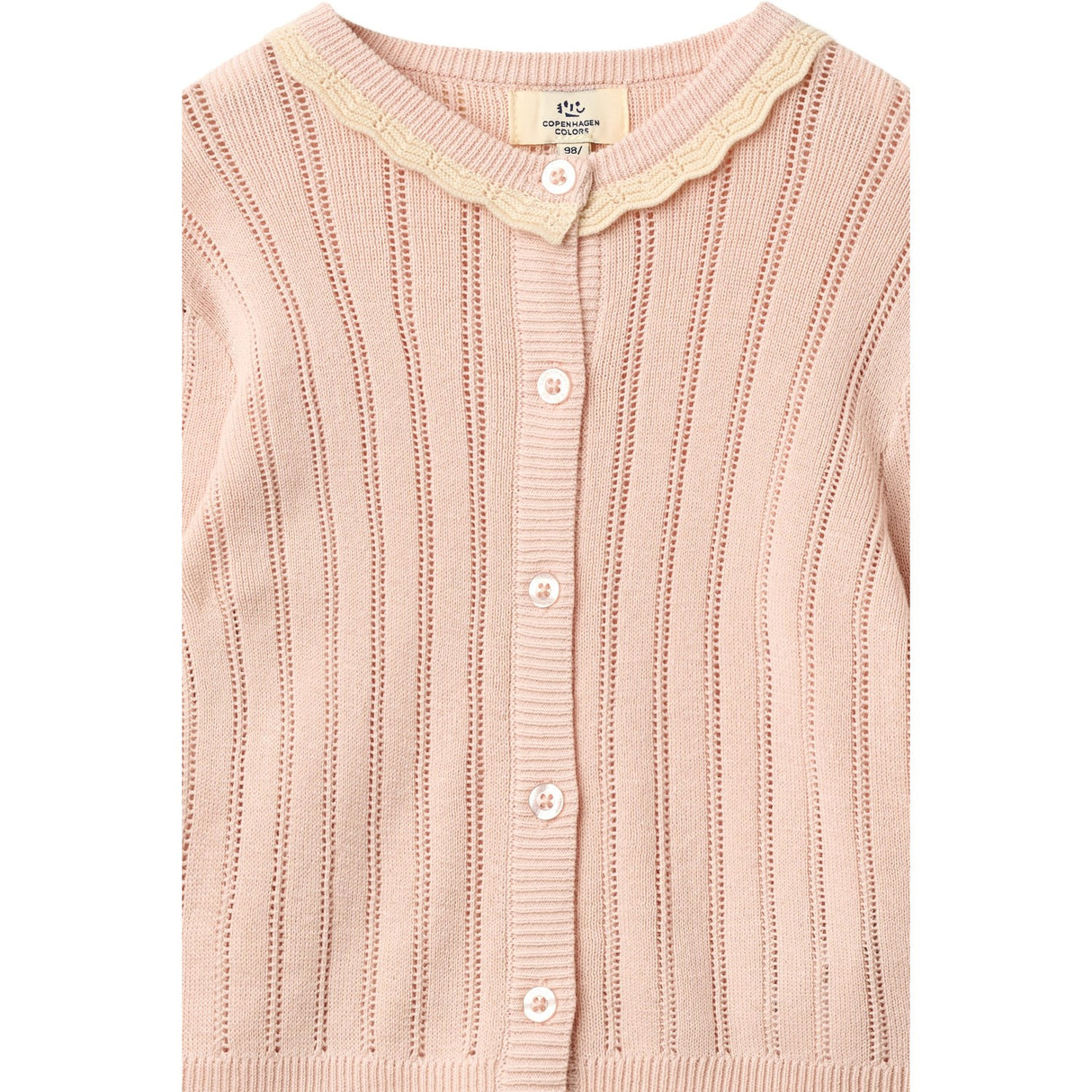 COPENHAGEN COLORS Dusty Rose Comb. Knitted Pointelle Cardigan