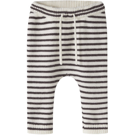 Name It Antique White Chocolate Plum Nbmostripe Knit Pants