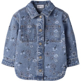 Name It Medium Blue Denim Flower Nmfjoy Dnm AOP Jacket 2633-Im