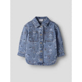 Name It Medium Blue Denim Flower Nmfjoy Dnm AOP Jacket 2633-Im