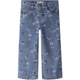 Name It Medium Blue Denim Flower Nmfrose Wide AOP Jeans 2633-Im