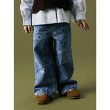 Name It Medium Blue Denim Flower Nmfrose Wide AOP Jeans 2633-Im