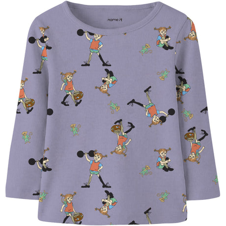 Name It Heirloom Lilac Nmfara Pippi Ls Slim Top Sky