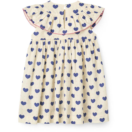 COPENHAGEN COLORS Heart Aop Ocean X Luksusbaby Heart And Dots Dress W. Frill