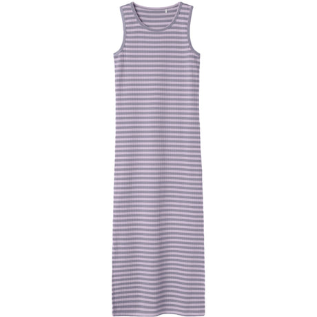 Name It Lavender Fog W. Lavender Gray Nkfsuraja Xsl Sl Maxi Dress Noos