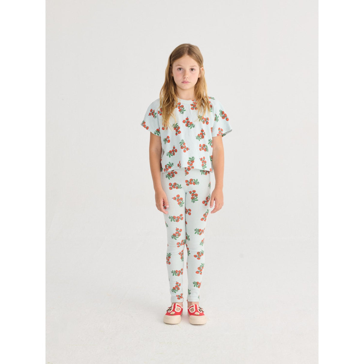 Bobo Choses Light Blue Juicy Tomatoes All Over Cropped T-Shirt