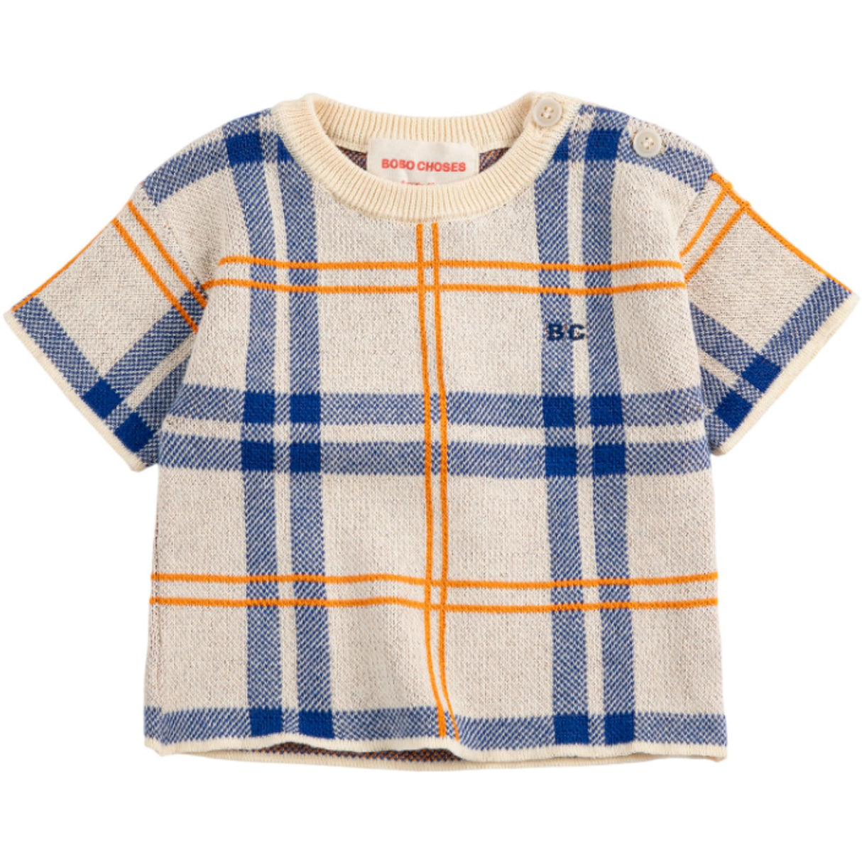 Bobo Choses White Fun Tartan Knitted T-Shirt