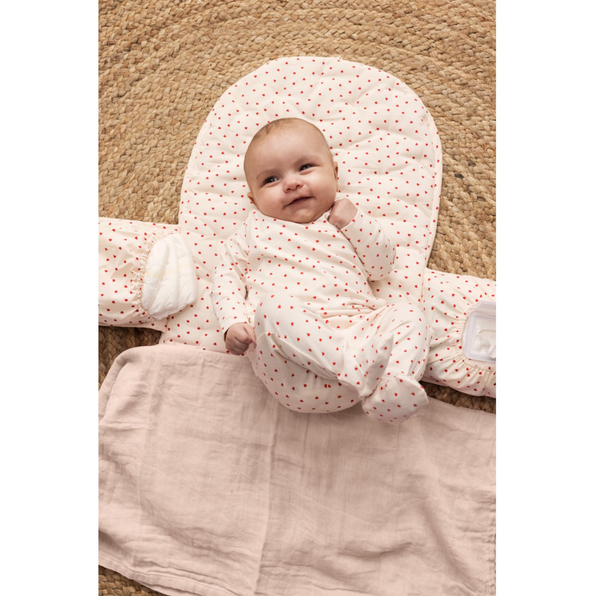 MarMar Cotton Percale Home Happy Hearts Changing Mat