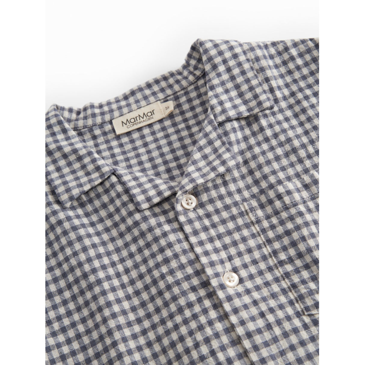 MarMar Cotton Linen Marine Check Tage Shirt