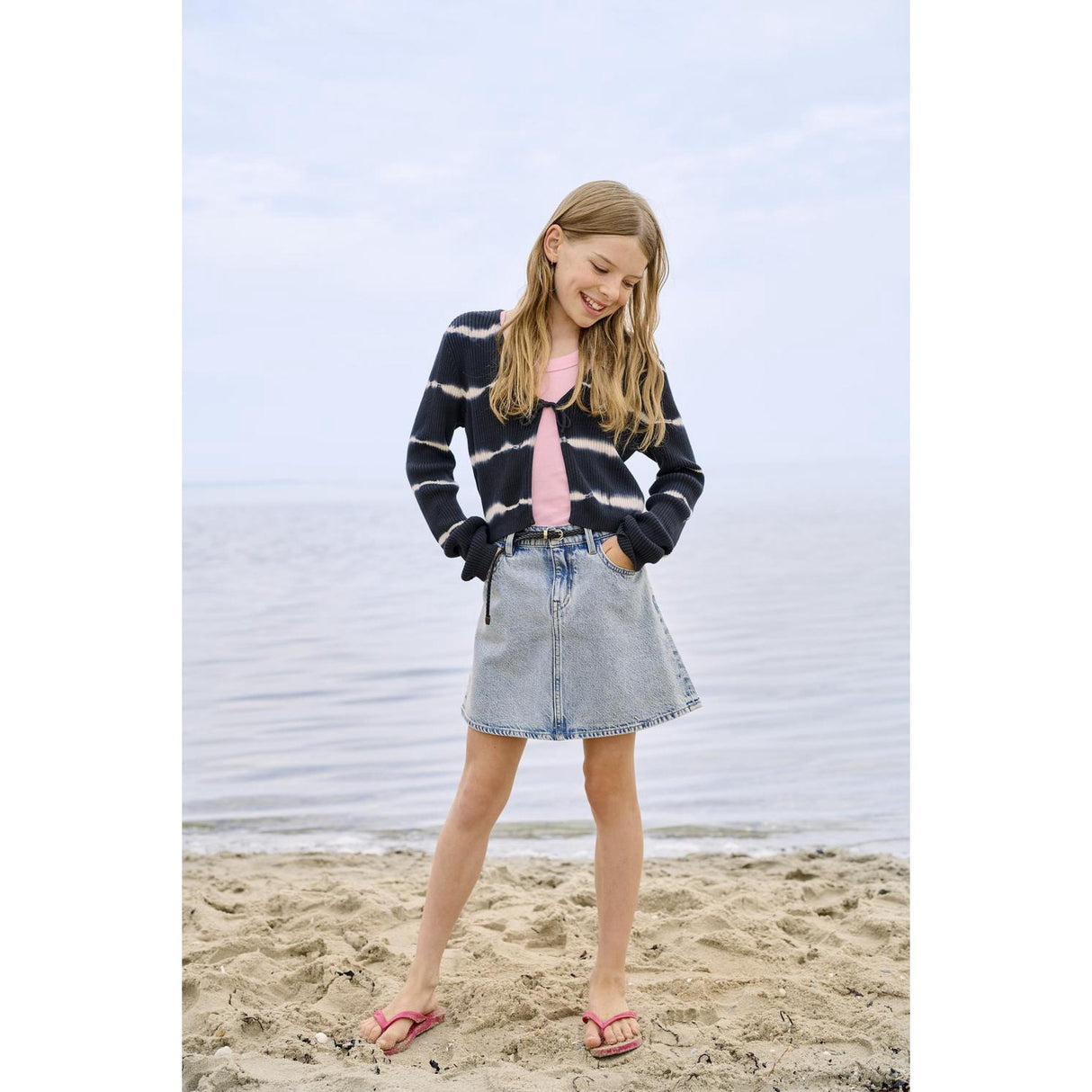 kids ONLY Light Blue Denim Kogeden Belt A-Skirt Dnm Pim