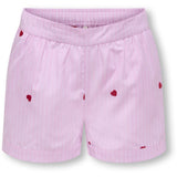 kids ONLY Begonia Pink Cloud Dancer/Emb Red Hearts Kognew Lina Stripe Emb Shorts Wvn