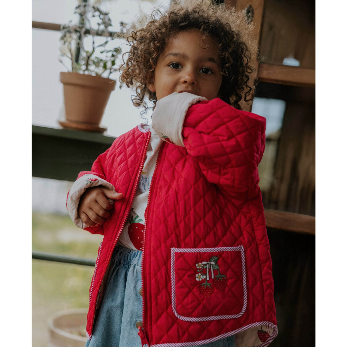 Fliink Sandshell Aop Kota Reversible Strawberry Jacket