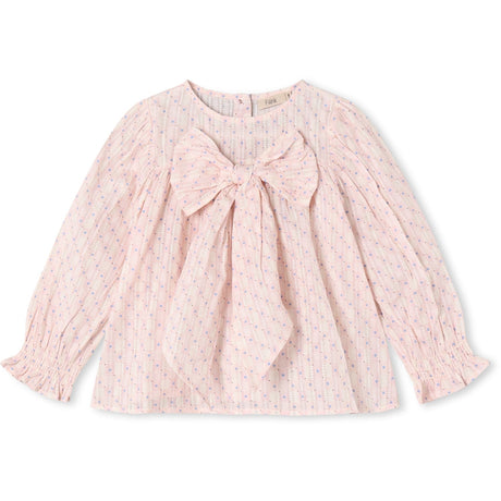 Fliink Chalk Pink Check Aop Zorro Ls Bow Blouse