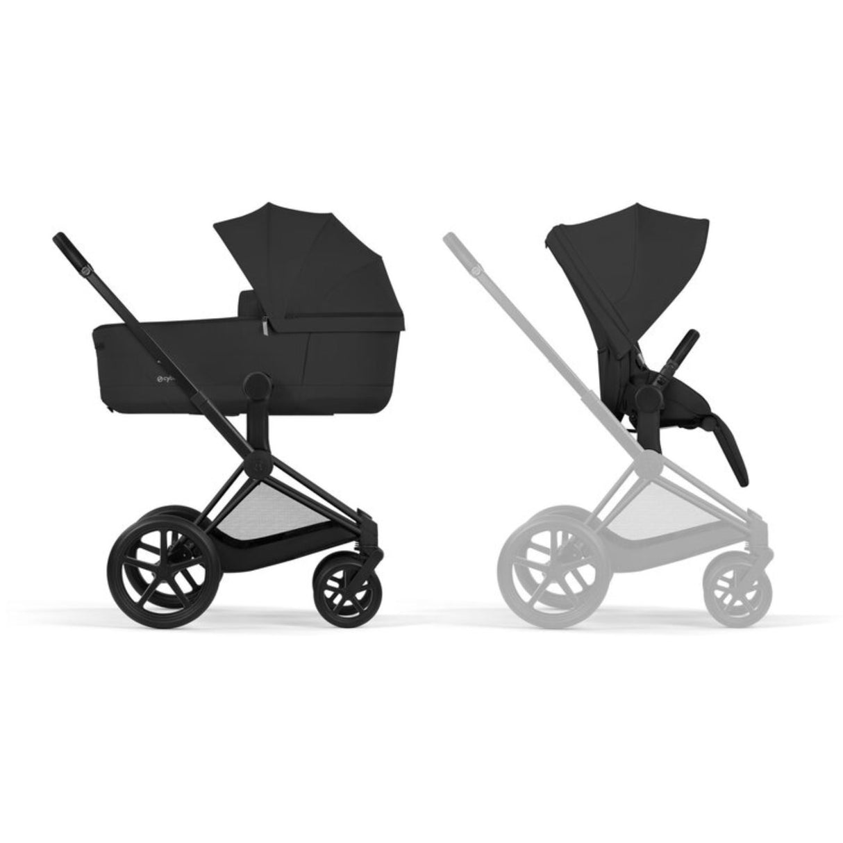Cybex Sepia Black/Black Priam Comfort Matt Black Including Foldable Cot