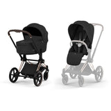 Cybex Sepia Black/Black Priam Comfort Rosegold Including Foldable Cot