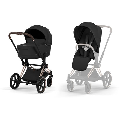 Cybex Sepia Black/Black Priam Comfort Rosegold Including Foldable Cot