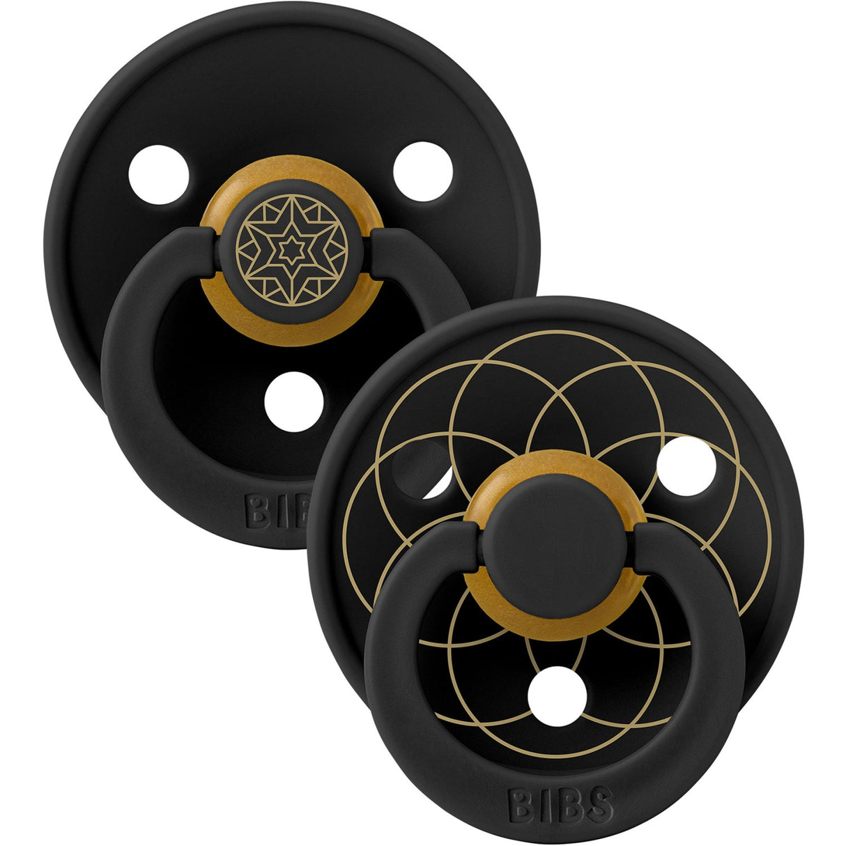 Bibs Black Gold Pacifier Studio Colour 2 Pack Layl Latex