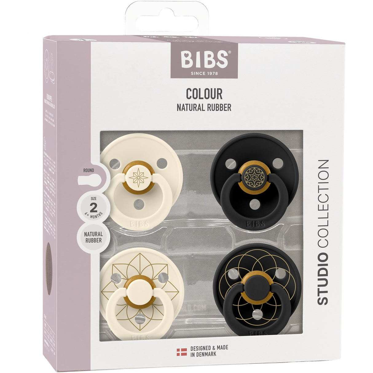 Bibs Ivory Gold Black Gold Pacifier Studio Colour 4 Pack Noor & Layl Latex