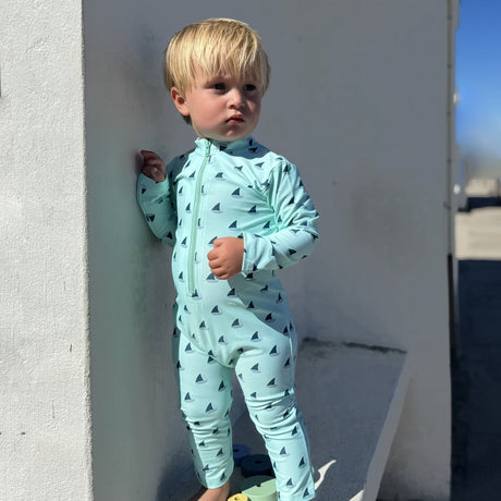 Petit Crabe Aqua Boat Lou Basic Sunsuit L/S