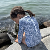 Petit Crabe Evening Sky (Made With Liberty© Fabric) Peeter Pan Swimsuit L/S