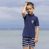 Petit Crabe Blue/White Alex UV Shorts