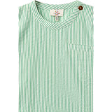 COPENHAGEN COLORS Sharp Green W Cream Stripe Seersucker Ss Blouse