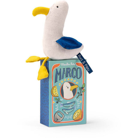 Moulin Roty soft toy with rattle - Marco the Seagull 18 cm - Puce & Pilou