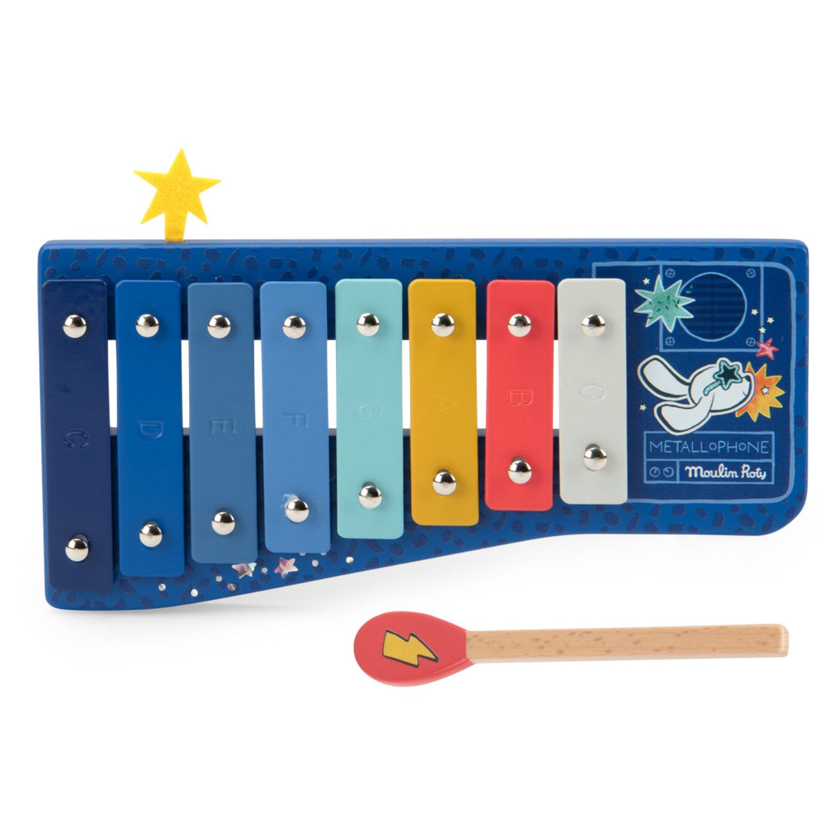 Moulin Roty Musical Instruments - Xylophone - Puce & Pilou