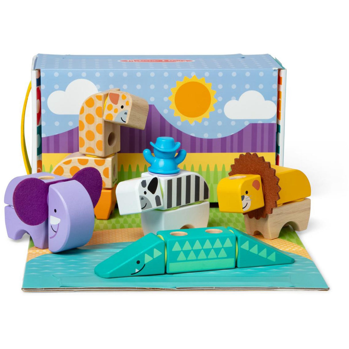 Melissa & Doug Multifarvet Blockables Playset Safari 34Pcs