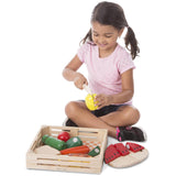 Melissa & Doug Multifarvet Wooden Food Playset Cutting Food