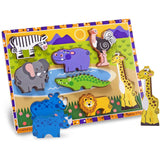 Melissa & Doug Multifarvet Wooden Chunky Puzzle Safari Animals