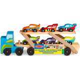 Melissa & Doug Multifarvet Biltransporter "Mega Racerbiler" Set