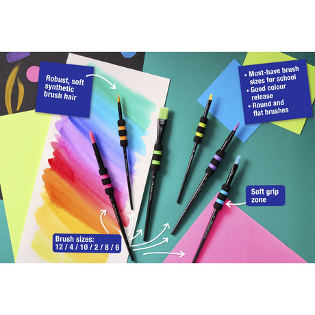 Faber-Castell Brush Set w/Soft Touch Grip, 6 Size BC