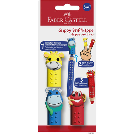 Faber-Castell Animal Caps for Grippy Crayons 3-in-1