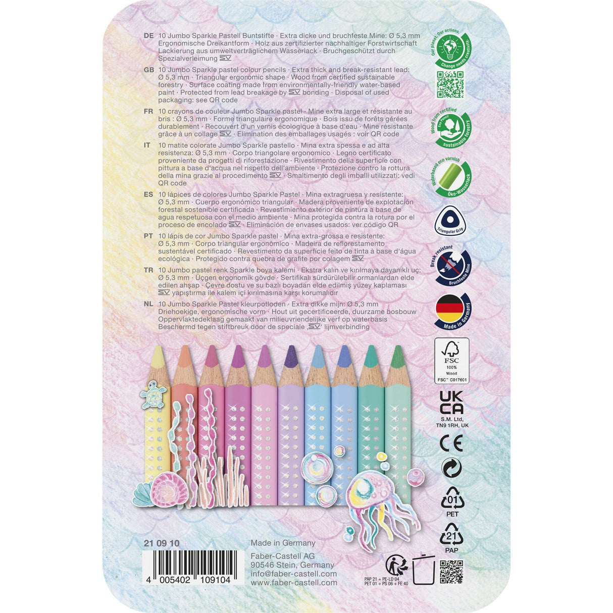 Faber-Castell Jumbo Sparkle Crayons Pastel