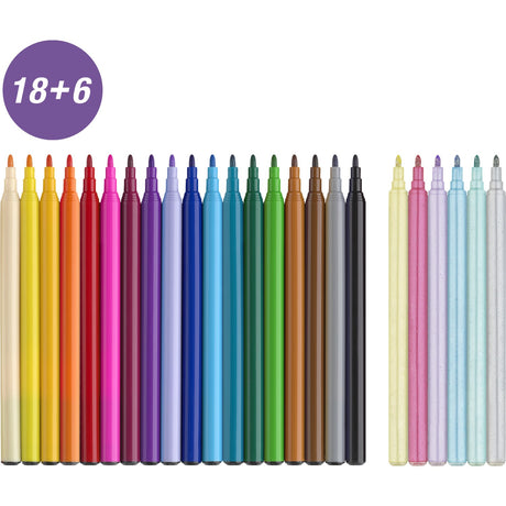 Faber-Castell Unicorn Markers - 18 Colours + 6 Glitter Markers