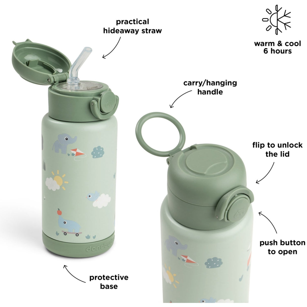 DonebyDeer Green Playground Insulated Straw Bottle