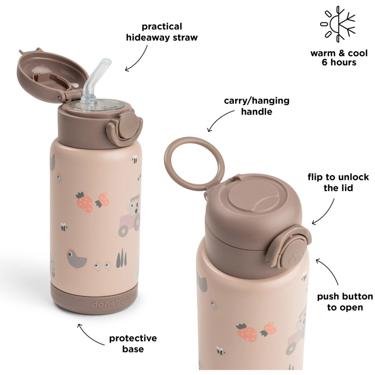 DonebyDeer Powder Tiny Farm Insulated Straw Bottle